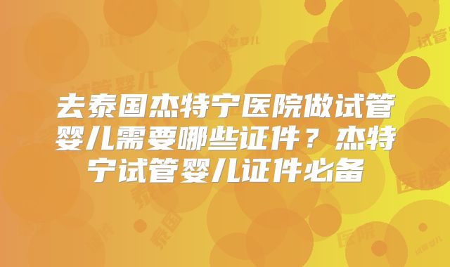 去泰国杰特宁医院做试管婴儿需要哪些证件？杰特宁试管婴儿证件必备