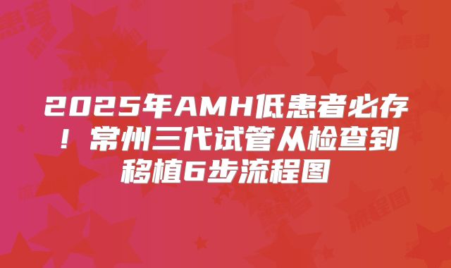 2025年AMH低患者必存!常州三代试管从检查到移植6步流程图