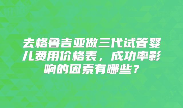 去格鲁吉亚做三代试管婴儿费用价格表，成功率影响的因素有哪些？