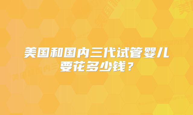 美国和国内三代试管婴儿要花多少钱?