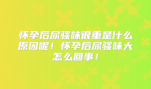 怀孕后尿骚味很重是什么原因呢！怀孕后尿骚味大怎么回事！