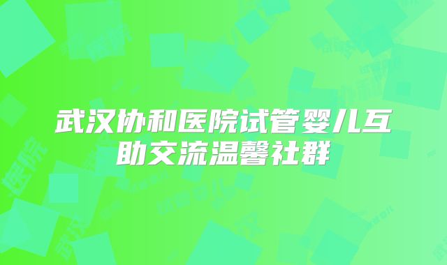 武汉协和医院试管婴儿互助交流温馨社群