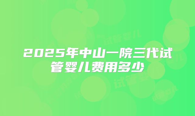 2025年中山一院三代试管婴儿费用多少