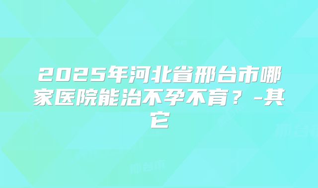 2025年河北省邢台市哪家医院能治不孕不育？-其它