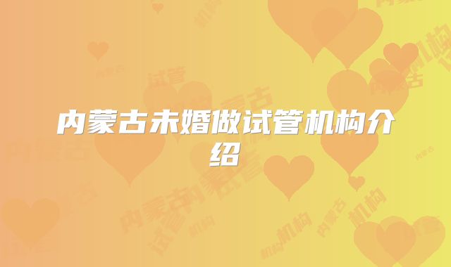 内蒙古未婚做试管机构介绍