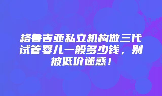 格鲁吉亚私立机构做三代试管婴儿一般多少钱，别被低价迷惑！