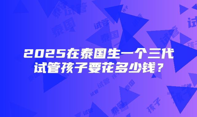 2025在泰国生一个三代试管孩子要花多少钱？