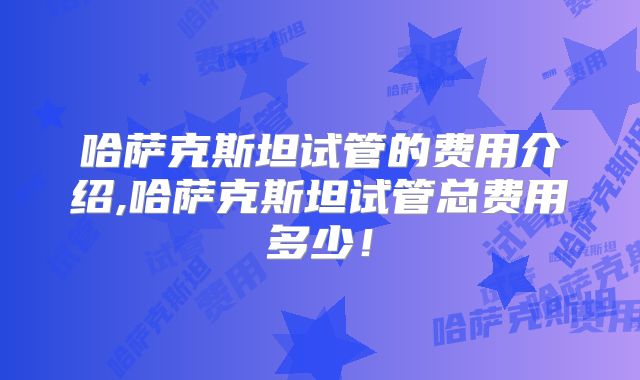 哈萨克斯坦试管的费用介绍,哈萨克斯坦试管总费用多少！