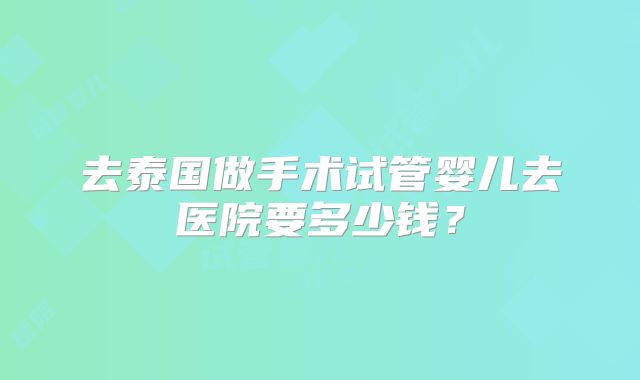 去泰国做手术试管婴儿去医院要多少钱?
