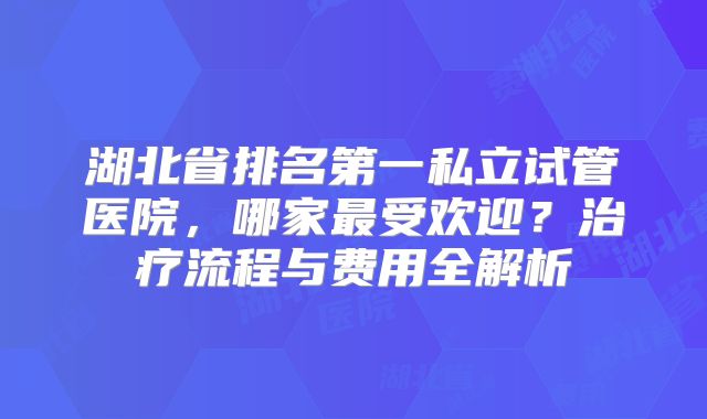 湖北省排名第一私立试管医院，哪家最受欢迎？治疗流程与费用全解析