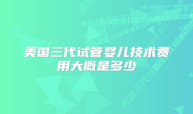 美国三代试管婴儿技术费用大概是多少