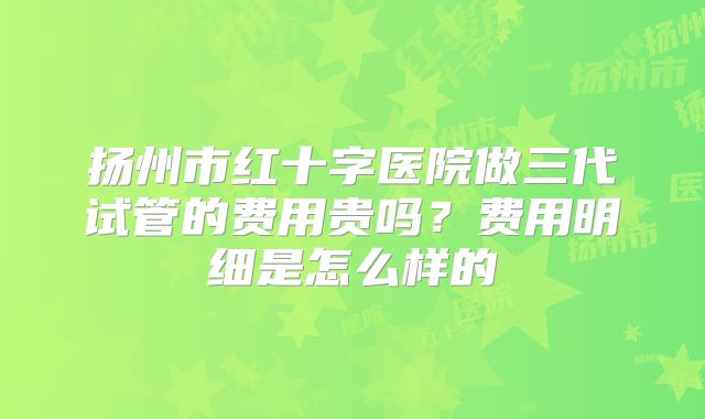 扬州市红十字医院做三代试管的费用贵吗？费用明细是怎么样的