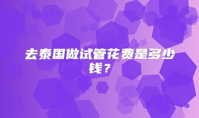 去泰国做试管花费是多少钱？