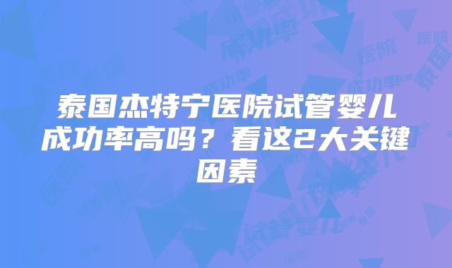 泰国杰特宁医院试管婴儿成功率高吗?看这2大关键因素