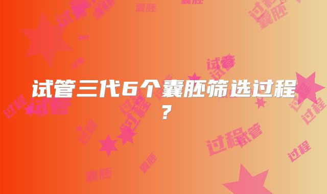 试管三代6个囊胚筛选过程?