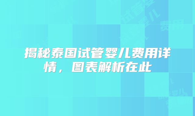 揭秘泰国试管婴儿费用详情，图表解析在此→