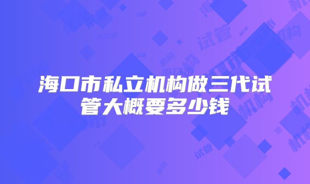 海口市私立机构做三代试管大概要多少钱