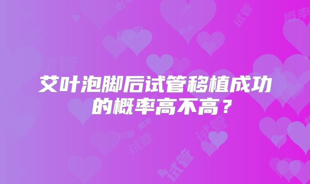 艾叶泡脚后试管移植成功 的概率高不高?