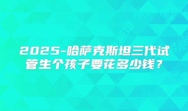 2025-哈萨克斯坦三代试管生个孩子要花多少钱？