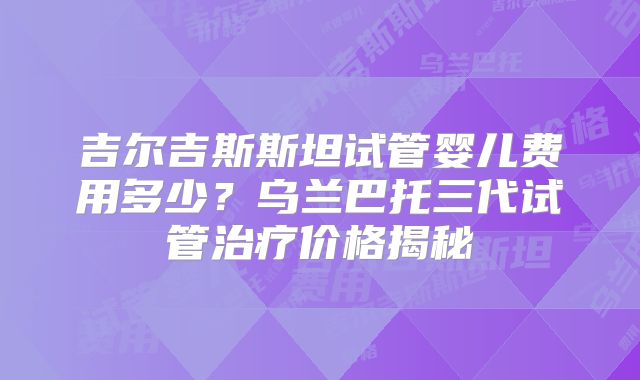 吉尔吉斯斯坦试管婴儿费用多少？乌兰巴托三代试管治疗价格揭秘