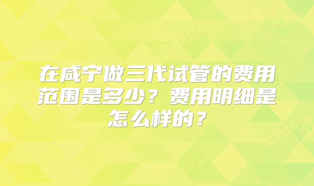 在咸宁做三代试管的费用范围是多少？费用明细是怎么样的？