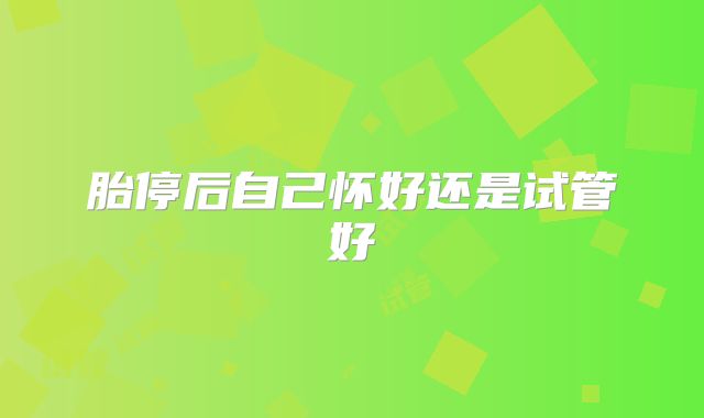 胎停后自己怀好还是试管好