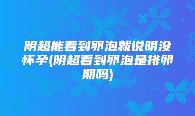 阴超能看到卵泡就说明没怀孕(阴超看到卵泡是排卵期吗)