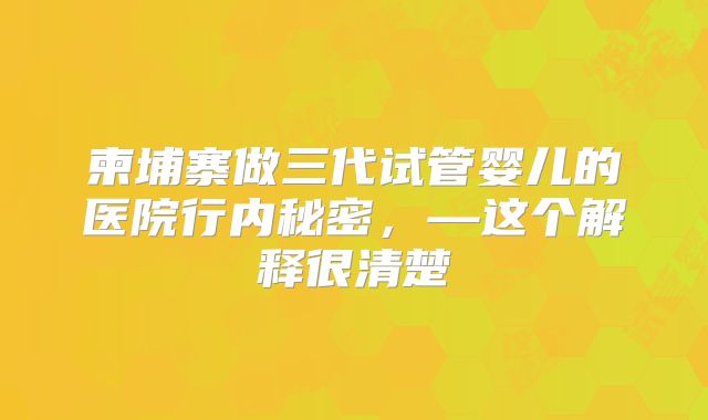 柬埔寨做三代试管婴儿的医院行内秘密，—这个解释很清楚