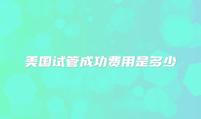 美国试管成功费用是多少