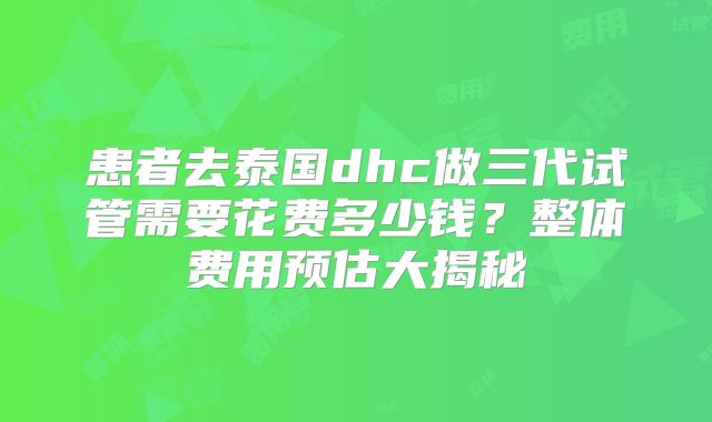 患者去泰国dhc做三代试管需要花费多少钱？整体费用预估大揭秘