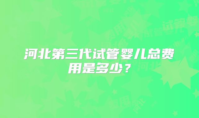 河北第三代试管婴儿总费用是多少？