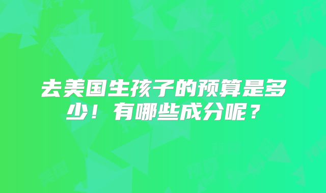 去美国生孩子的预算是多少!有哪些成分呢?