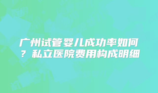 广州试管婴儿成功率如何？私立医院费用构成明细