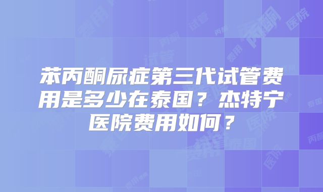 苯丙酮尿症第三代试管费用是多少在泰国？杰特宁医院费用如何？