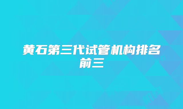 黄石第三代试管机构排名前三