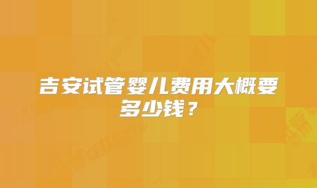 吉安试管婴儿费用大概要多少钱？