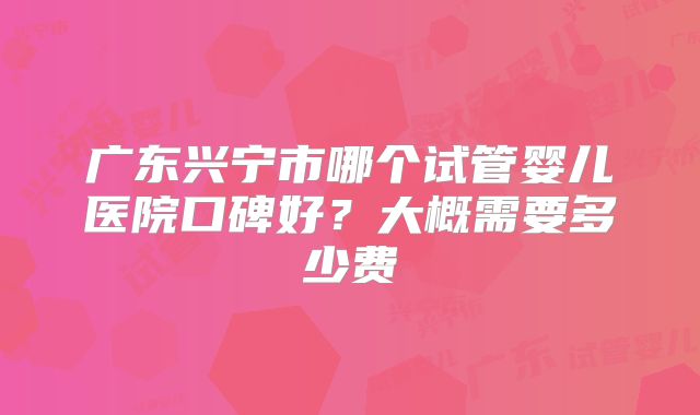广东兴宁市哪个试管婴儿医院口碑好？大概需要多少费