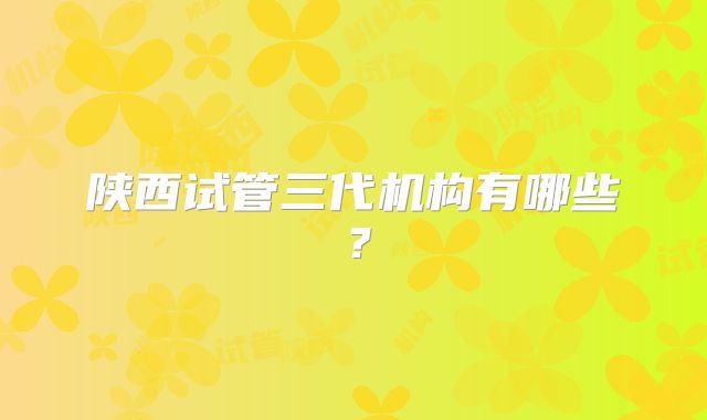 陕西试管三代机构有哪些？