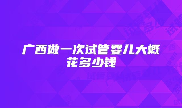 广西做一次试管婴儿大概花多少钱