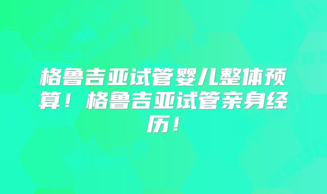 格鲁吉亚试管婴儿整体预算！格鲁吉亚试管亲身经历！