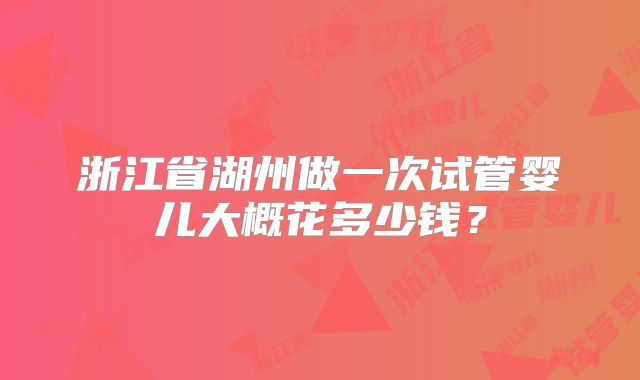 浙江省湖州做一次试管婴儿大概花多少钱?