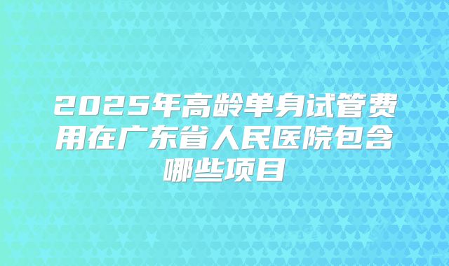 2025年高龄单身试管费用在广东省人民医院包含哪些项目