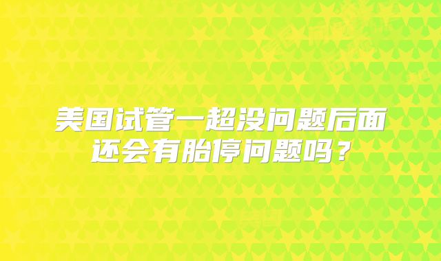 美国试管一超没问题后面还会有胎停问题吗？