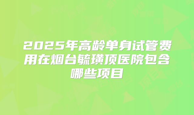 2025年高龄单身试管费用在烟台毓璜顶医院包含哪些项目