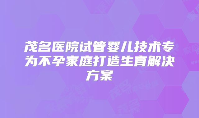 茂名医院试管婴儿技术专为不孕家庭打造生育解决方案