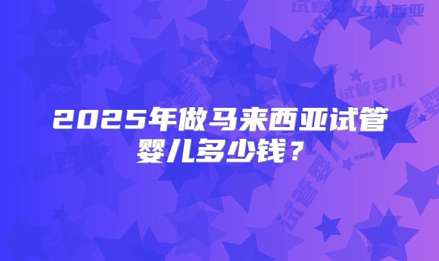 2025年做马来西亚试管婴儿多少钱？