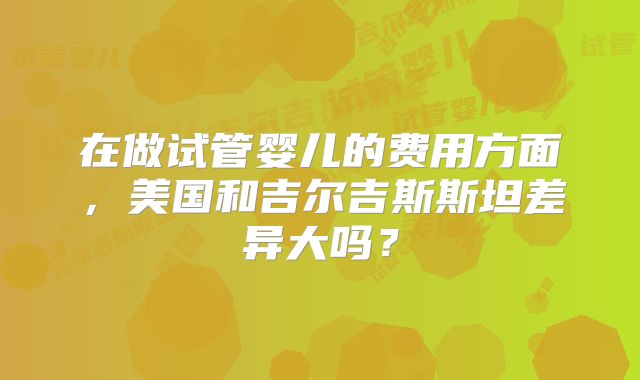 在做试管婴儿的费用方面,美国和吉尔吉斯斯坦差异大吗?