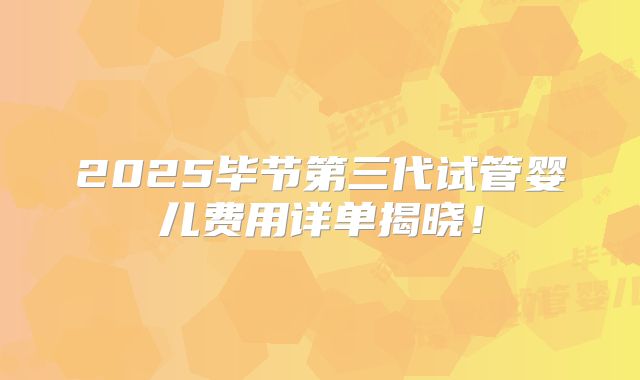2025毕节第三代试管婴儿费用详单揭晓！
