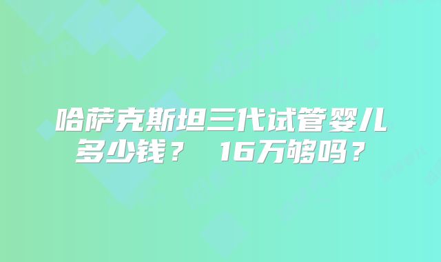 哈萨克斯坦三代试管婴儿多少钱？ 16万够吗？