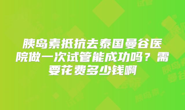胰岛素抵抗去泰国曼谷医院做一次试管能成功吗？需要花费多少钱啊